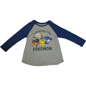 Pokemon Blue and Gray Long Sleeve Tees